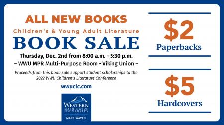 Advertisement for the Book Sale. 12/2, from 8am-5:30pm. $2 Paperbacks. $5 Hardcovers.
