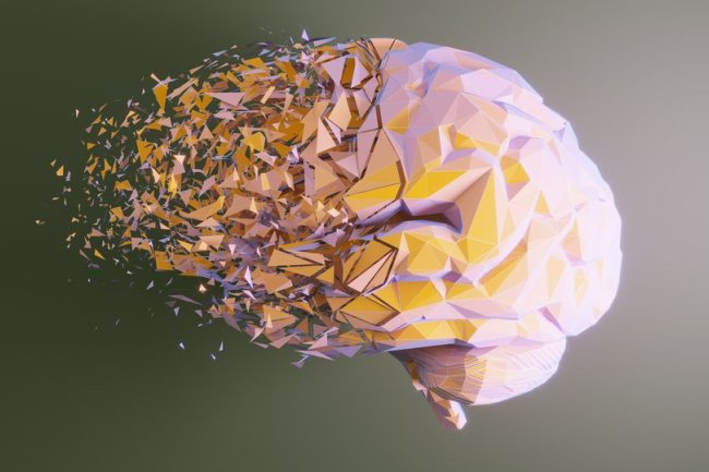 Fractal image of a brain disintegrating as a metaphor for Alzheimer's Disease.