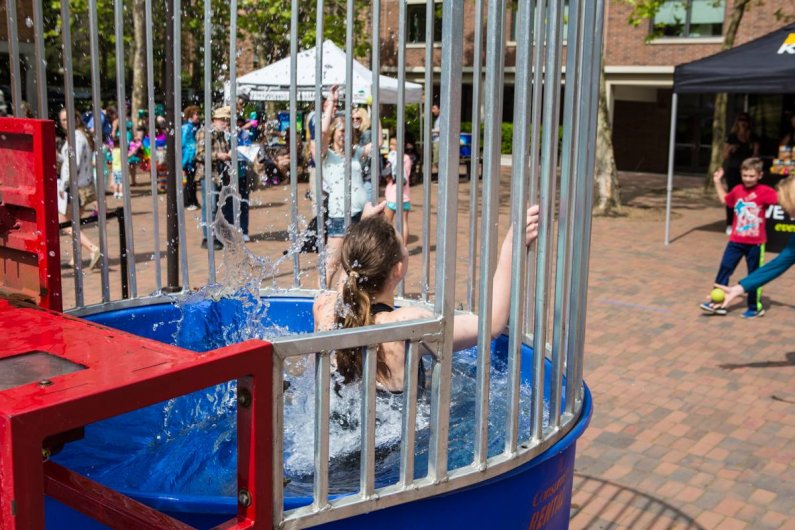 Dunk tank at the Red Square Carnival. Photo by Jonathan Williams / WWU