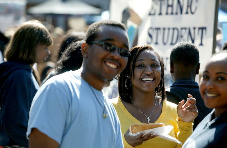 Members of the student group Black Student Union smile for the camera on Monday, Sept. 19, 2011. Photo by Matthew Anderson | WWU