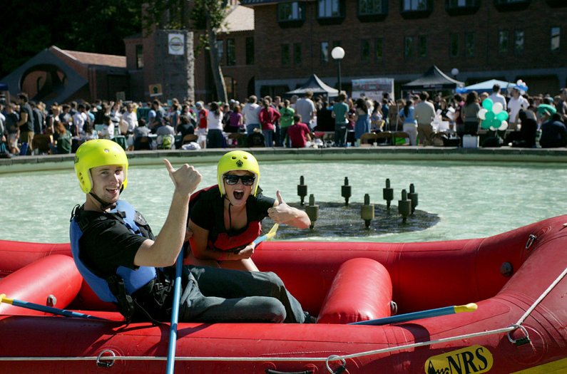 Rafting in Fisher Fountain? The info fair wouldn't be complete without it. Photo by Matthew Anderson | WWU