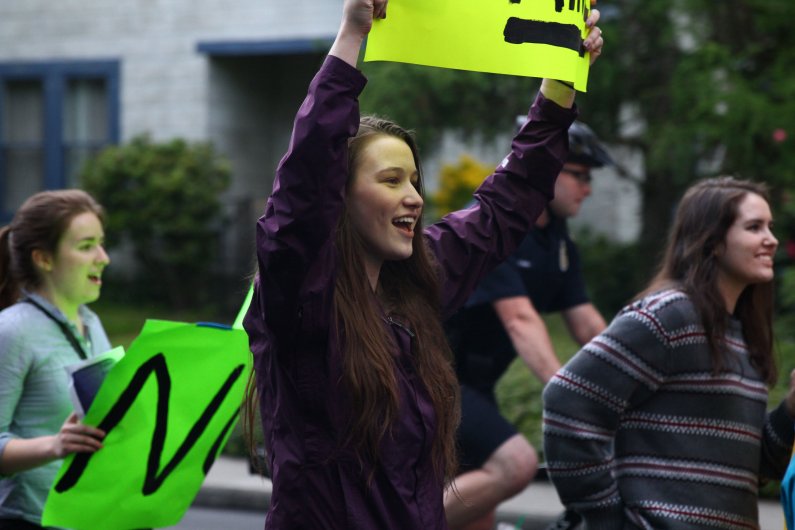 Western Washington University students marched from the Performing Arts Center to downtown Bellingham and back Tuesday, May 12, as part of Take Back the Night. The annual event aims to end street violence and harassment of marginalized gender identities. 