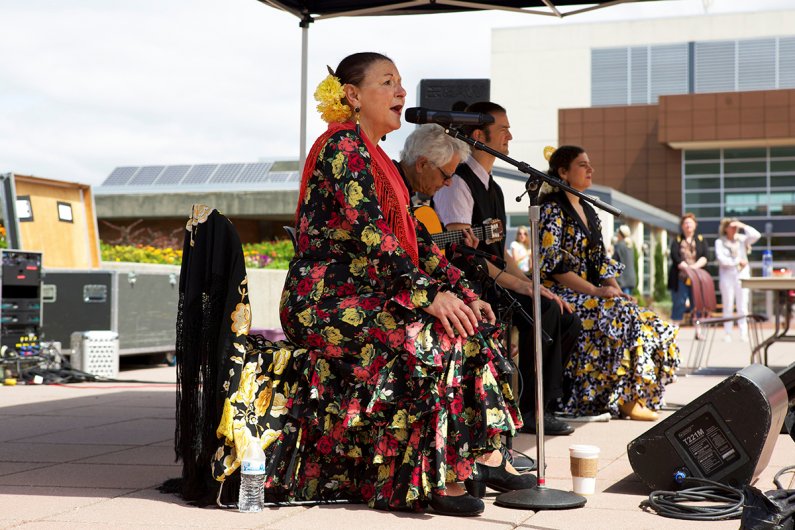 A large crowd gathered in the PAC Plaza to see the award-winning flamenco group from Seattle, Carmona Flamenco perform at the Summer Noon Concert Series on Wednesday, July 22. 

Audience members saw dances being performed,song solos with Rubina Carmona 