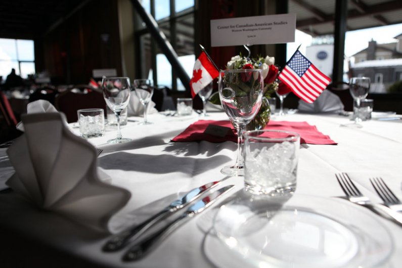 A table setting at the 40th anniversary celebration for Western Washington University's Center for Canadian-American Studies. Photo courtesy of Lillian Furlong