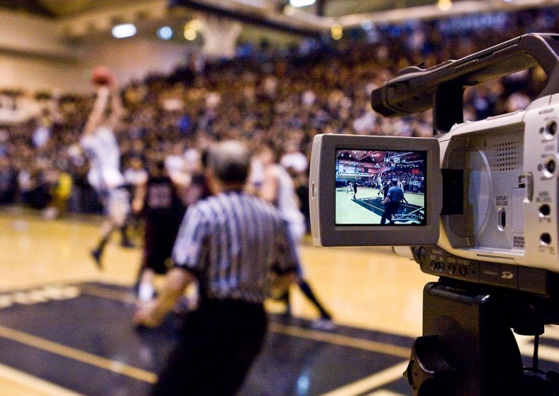 Several cameras cover the game action as the NCAA Division II West Regional Championship Tournament is broadcast over the Internet for fans around the world. Photo by Jon Bergman | University Communications intern