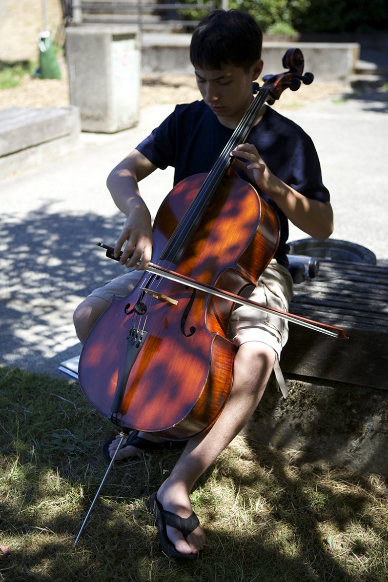 Jonathan Kuntz, from Interlake High School in Bellevue, practices cello during the Marrowstone Music Festival on Tuesday, July 28.

Photo by Alexandra Bartick