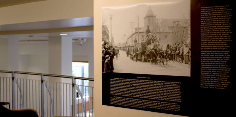 An exhibit currently on display in Gallery 2 in Wilson Library showcases the fiction and nonfiction writing of freshmen in Viking Launch, Western’s early fall start program. Photo by Christopher Wood | University Communications intern