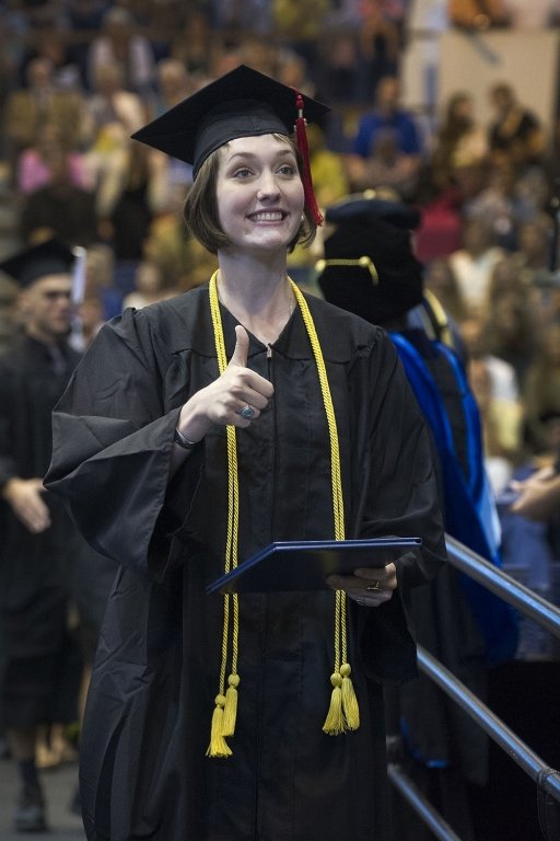 Approximately 327 undergraduates and about 50 master’s candidates received degrees Saturday, Aug. 24, in Carver Gymnasium.