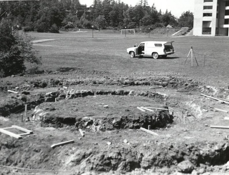 The site for Nancy Holt's "Stone Enclosure: Rock Rings" sits ready for construction to begin at Western Washington University. Courtesy photo