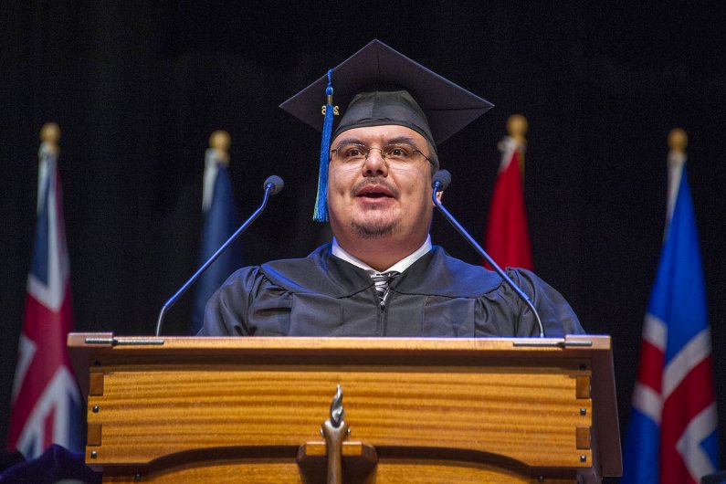 The 9 a.m. ceremony’s student speaker is Victor Johnson, who is graduating with a bachelor’s degree in Environmental Policy. Johnson works for Lummi Natural Resources and is co-owner of Lotus Coffee Co. Photo by Dan Levine / for WWU