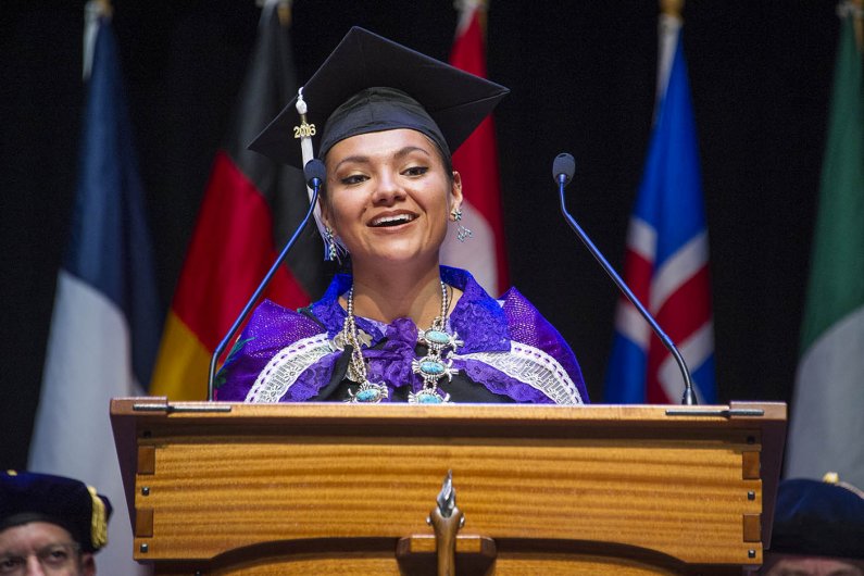 The student speaker for the 3 p.m. ceremony is Tahlia Natachu, who graduates with a BA in English Literature with an emphasis in Secondary Education, and minors in American Indian Studies and Education and Social Justice. Photo by Dan Levine / for WWU