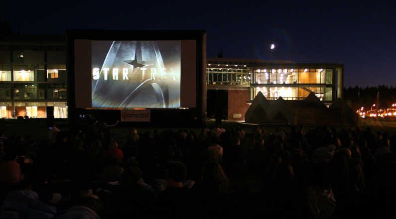 Students, faculty and staff gathered on the Communications Facility lawn to watch Star Trek in this 2009 photo. File photo by Michael Leese | University Communications intern