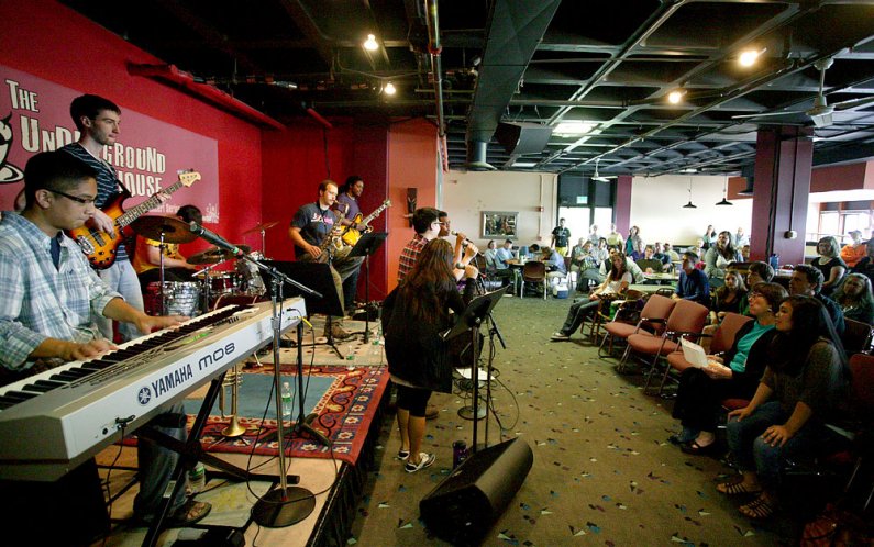 Members of The Prime Time Band perform Wednesday, July 20, in the Underground Coffeehouse at Western Washington University. Photo by Matthew Anderson | WWU