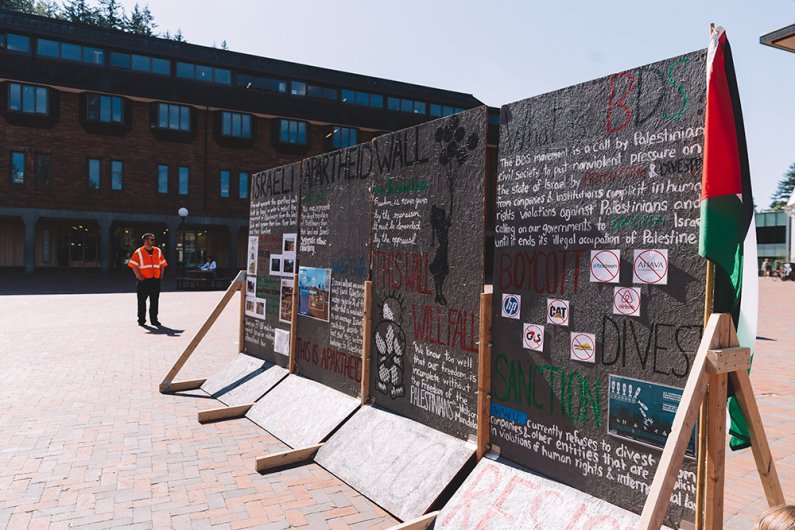 WWU SUPER (Students United for Palestinian Equal Rights) acknowledges the Palestinian civil rights movement with the Apartheid Wall to raise awareness about injustice in Palestine.