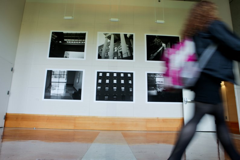 Student artwork created with a large-format film camera is on display through Oct. 24 in the lobby of the SMATE Building on the Western Washington University campus. Photo by Rhys Logan | University Communications intern