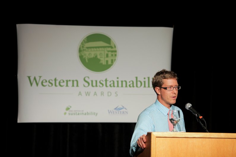 Dale Mikkelsen, Manager Planning and Sustainbility and SFU Community Trust developer, was the keynote speaker at the first-ever WWU Sustainability Awards.