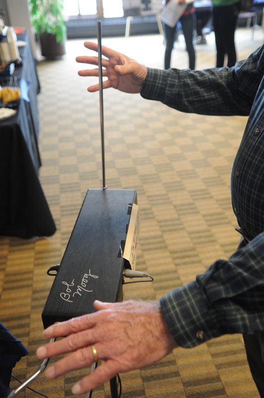 A theremin, a musical instrument that produces a sound based on electricity emitted by the body, is shown by the American Museum of Radio and Electricity in Bellingham during the Techtonic 2011 Digital Uprising event Friday, May 6 in V.U. 565. Photo by Da