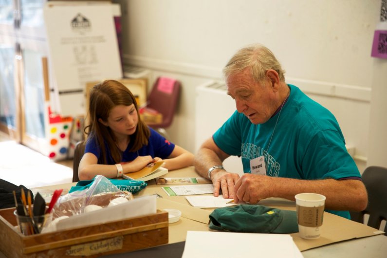 The Bringing Books to Life: Write, Sculpt and Paint Your Own Stories class is taught by Rosanna Porter. In the class, grandparents and grandchildren worked together to choose one of 10 books to breathe life into the pages of a story through sculpted chara