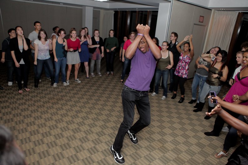 Derick Reinhardt busts a move at the Black Student Union Kickoff Dance in the Viking Union Friday night, Sept. 30, 2011. Photo by Rhys Logan | University Communications intern