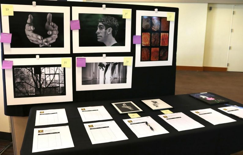 Original artworks created by students at Western are on display at the silent auction. All the proceeds from the silent auction go to the funds for the Women of Color Empowerment Scholarship for 2017. 