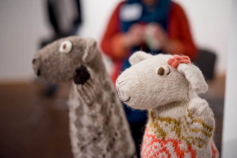 hand-knit puppets