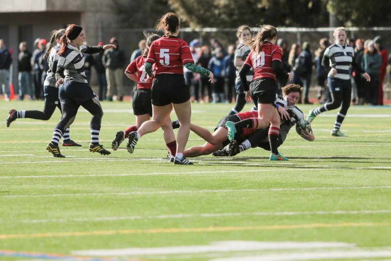 The Western Washington University women’s rugby team defeated rival Central Washington University on Saturday, Feb. 8, 2014, winning 38-11. Photo by Rhys Logan / WWU