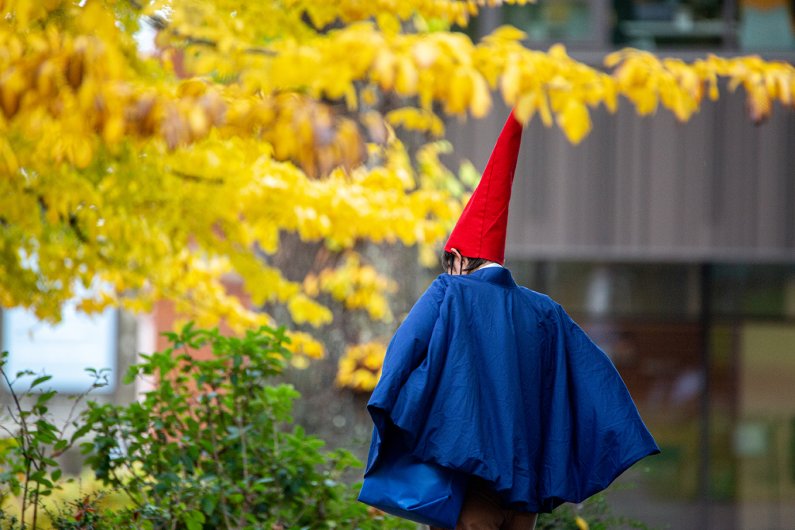 student dressed as a gnome