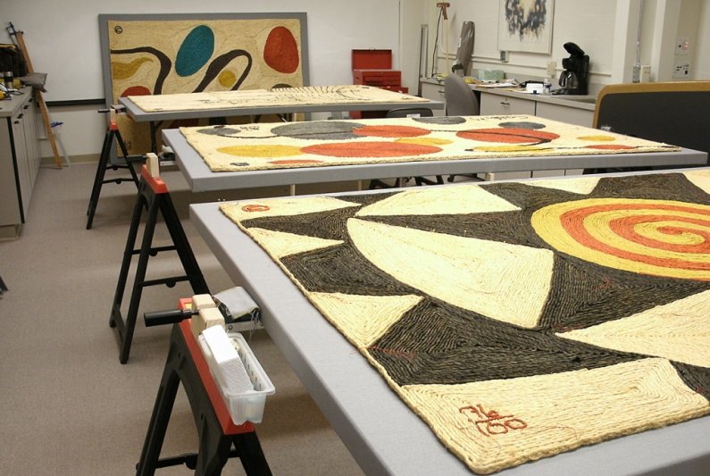 A rare collection of tapestries from Alexander Calder is restored in advance of the tapestries' display at Western Washington University in one of three new galleries in the Performing Arts Center. Courtesy photo