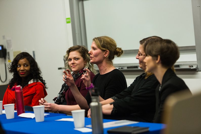 A panel of women veterans addresses military experiences at a special event Tuesday, March 1, on the WWU campus. Photo by Rhys Logan / WWU