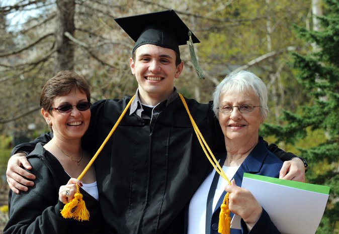 Graduate Michael George with his mom Sue George, left, and grandma Donna George  following Western Washington University's 2010 Winter Commencement on March 20, 2010.

Photo by Rachel Bayne of Bayne Photography | for WWU