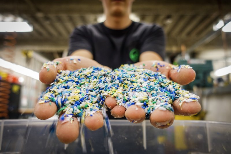 After it is cleaned, ocean plastics from Shuyak Island are ground into tiny bits, then melted and mixed in an extruder to create new plastics ready for re-use.