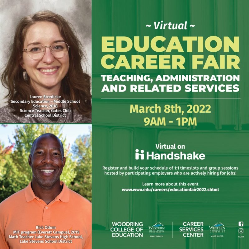Poster has details of the upcoming virtual education career fair