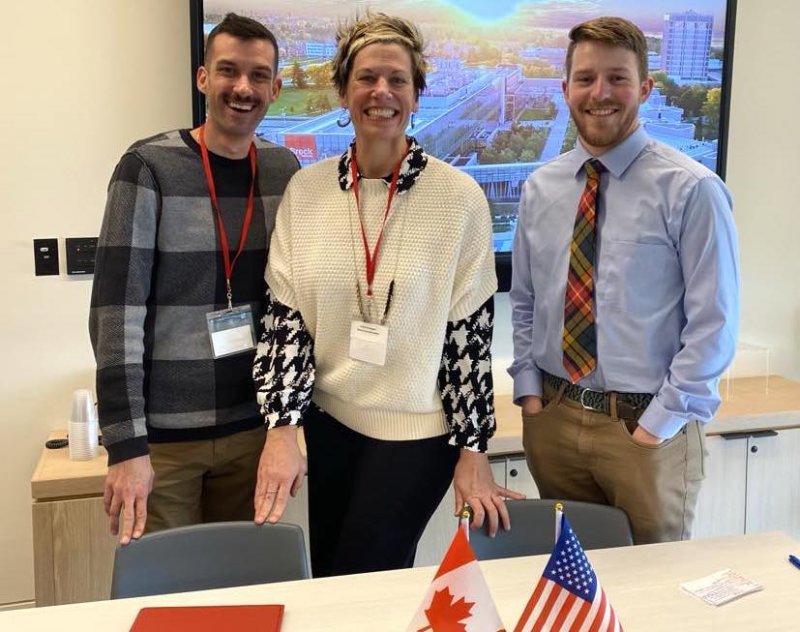 From left, WWU student Peter Wagner, Center for Canadian-American Studies director Christina Keppie, WWU student Mason Hobson