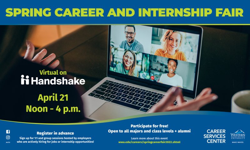 Poster has details about the spring career fair