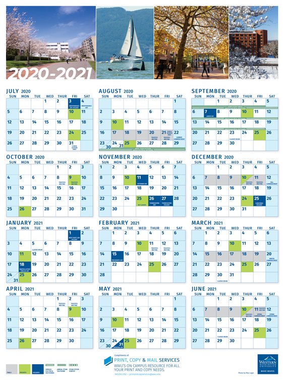 20202021 WWU calendars now available Western Today Western