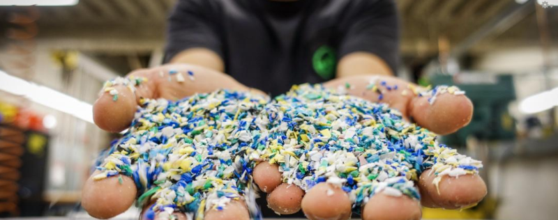 This ground up plastic is about to be melted and turned back into usable plastic