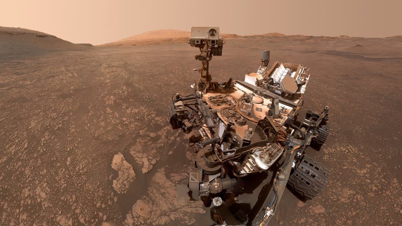 The Curiosity rover takes a selfie in Gale Crater on Mars last May.