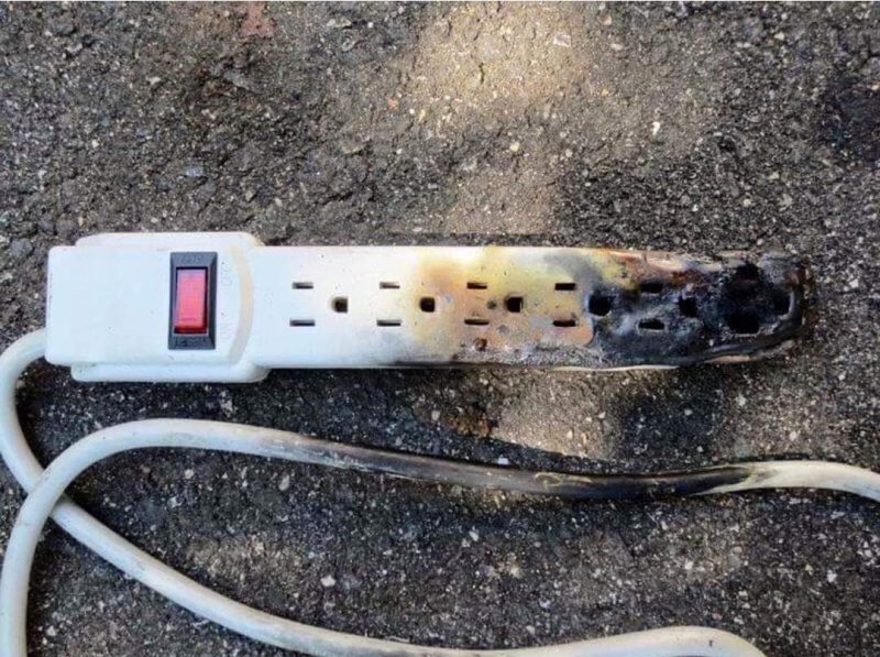 A melted power strip