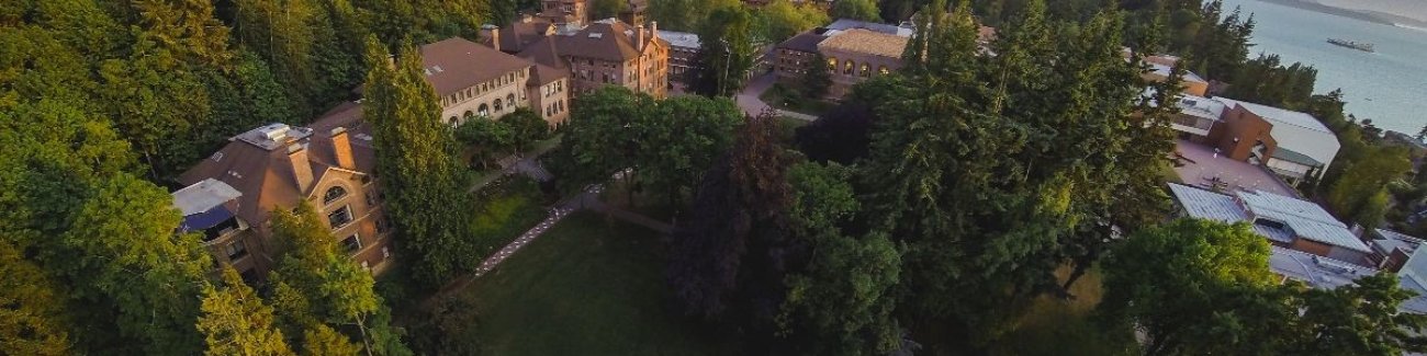 An aerial view of North Campus, including Old Main.