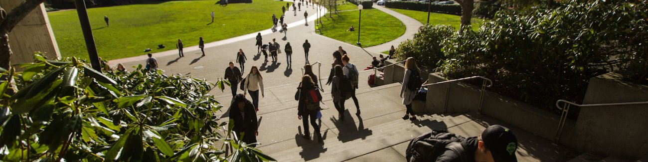Students commute to and from classes on south campus Feb. 9, 2016. Photo by Rhys Logan / WWU