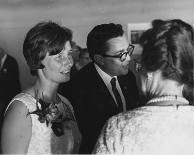 President Flora and his wife, Rosemary, chat at an event in 1967. Photo courtesy of WWU Special Collections.