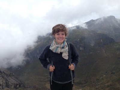 WWU student Grace Coffey 15,000 feet high on a hike at Pichincha Volcano in Ecuador