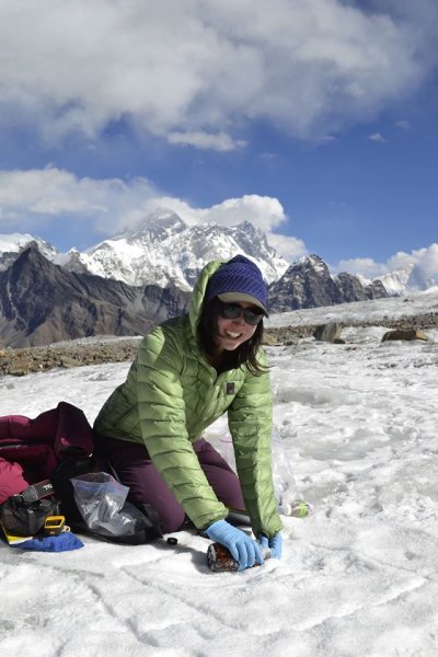 Sampling snow on Renjo La, Nepal as part of a USAID funded project to quantify Contributions to High Asian Run-off from Ice and Snow (CHARIS).  