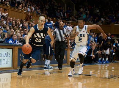 Senior guard John Allen drives into the lane in Western's 105-87 loss to Duke University on Saturday, Oct. 27, 2012. Photo by Max Turner | for WWU