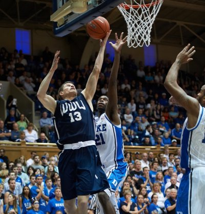 Western senior guard Cameron Severson puts up a shot against Duke Saturday, Oct. 27, in WWU's 105-87 loss. Photo by Max Turner | for WWU