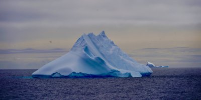 "In January earlier this year, I happened to open the window of my cabin while on the Aquiles, a Chilean military ship, and saw this iceberg floating by, with a couple penguins catching a ride on it."