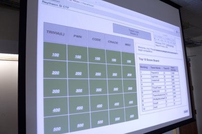 The competition scoreboard resembles that of a Jeopardy board. The competition on Feb. 17 featured eight teams of two essentially going head-to-head trying to score as many points as possible answering trivia and solving challenges related to web and comp