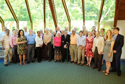Roughly 35 current and former faculty, students and staff attended a retirement dinner in honor of Merle Prim June 4 in the Old Main Solarium. Photo by Rachel Bayne