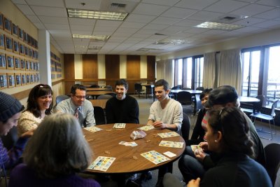 WWU faculty and staff play a Spanish bingo-style game as a vocabulary-building exercise at the weekly conversation hour in the Viking Union. The Friday conversations are in addition to the two hour-long classes that take place during the week. File photo 