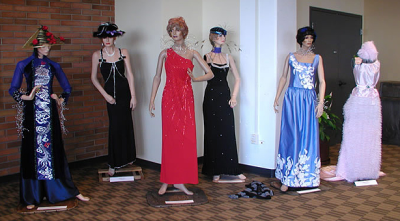 Thomas Tran designed and created these dresses, shown here at the 2003 Staff Arts and Crafts Show at Western. Tran also designed and created the hats. Courtesy photo | WWU